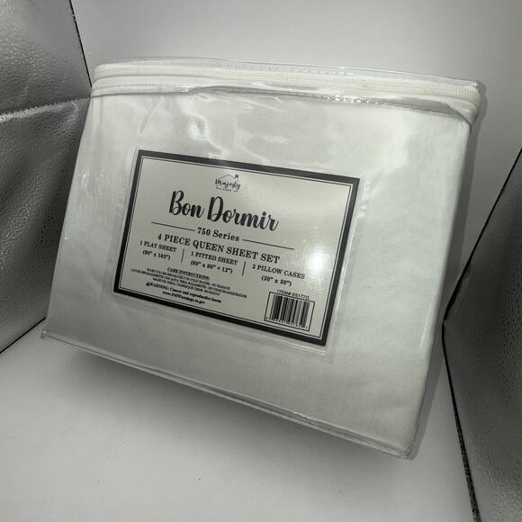 Queen Size Bed Sheet Set White - Majesty - Picture 4 of 9